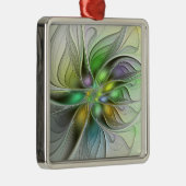 カラフルファンタジーフラワーモダン抽象芸術フラクタル メタルオーナメント (右)