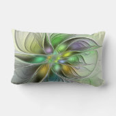 カラフルファンタジーフラワーモダン抽象芸術フラクタル ランバークッション (裏面)