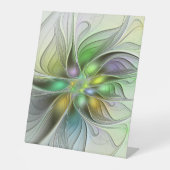 カラフルファンタジーフラワーモダン抽象芸術フラクタル 台座サイン (正面)