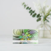 カラフルファンタジーフラワーモダン抽象芸術フラクタル 名刺 (スタンド正面)