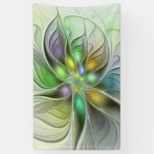 カラフルファンタジーフラワーモダン抽象芸術フラクタル 横断幕 (縦)