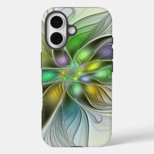 カラフルファンタジーフラワーモダン抽象芸術フラクタル iPhone 16ケース