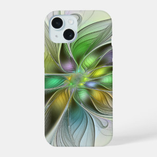 カラフルファンタジーフラワーモダン抽象芸術フラクタル iPhone 15ケース