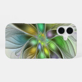 カラフルファンタジーフラワーモダン抽象芸術フラクタル iPhone 16ケース (裏面横)