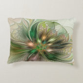 カラフルファンタジーモダン抽象芸術フラクタル花 アクセントクッション (裏面)