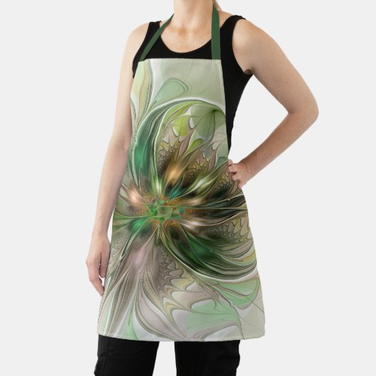 カラフルファンタジーモダン抽象芸術フラクタル花 エプロン (インサイチュ)