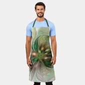 カラフルファンタジーモダン抽象芸術フラクタル花 エプロン (着用した状態)
