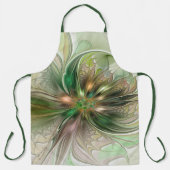 カラフルファンタジーモダン抽象芸術フラクタル花 エプロン (正面)