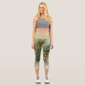 カラフルファンタジーモダン抽象芸術フラクタル花 カプリレギンス (正面)