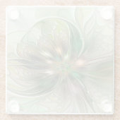 カラフルファンタジーモダン抽象芸術フラクタル花 ガラスコースター (裏面)