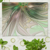 カラフルファンタジーモダン抽象芸術フラクタル花 キッチンタオル (折り畳み)