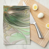 カラフルファンタジーモダン抽象芸術フラクタル花 キッチンタオル (四つ折り)