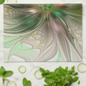 カラフルファンタジーモダン抽象芸術フラクタル花 キッチンタオル (折り畳み)