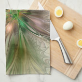 カラフルファンタジーモダン抽象芸術フラクタル花 キッチンタオル (四つ折り)