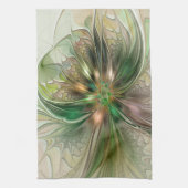 カラフルファンタジーモダン抽象芸術フラクタル花 キッチンタオル (縦)