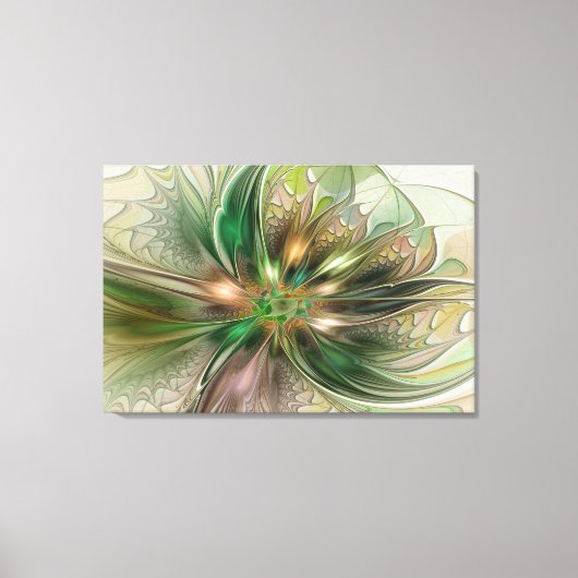 カラフルファンタジーモダン抽象芸術フラクタル花 キャンバスプリント (正面)