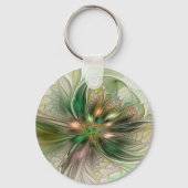 カラフルファンタジーモダン抽象芸術フラクタル花 キーホルダー (正面)