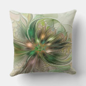 カラフルファンタジーモダン抽象芸術フラクタル花 クッション (裏面)
