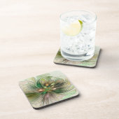 カラフルファンタジーモダン抽象芸術フラクタル花 コースター (右側)