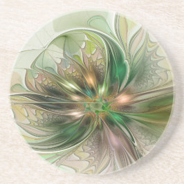 カラフルファンタジーモダン抽象芸術フラクタル花 コースター