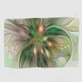 カラフルファンタジーモダン抽象芸術フラクタル花 ゴルフタオル (横)