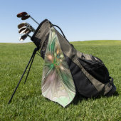 カラフルファンタジーモダン抽象芸術フラクタル花 ゴルフタオル (グリーン)