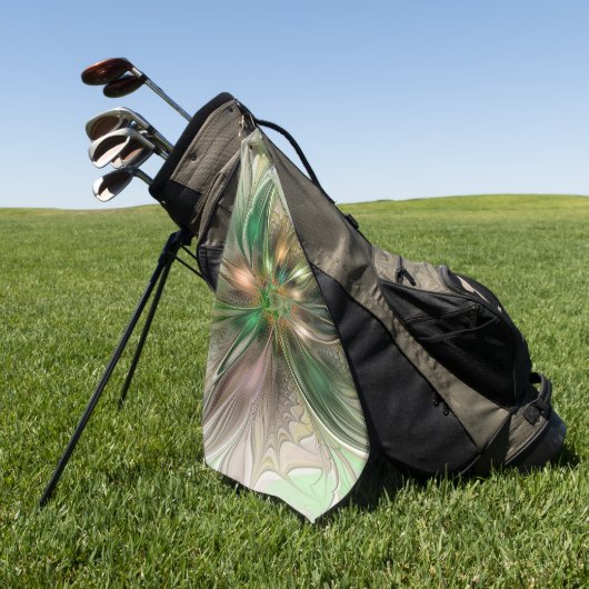 カラフルファンタジーモダン抽象芸術フラクタル花 ゴルフタオル (グリーン)