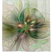 カラフルファンタジーモダン抽象芸術フラクタル花 シャワーカーテン (正面)