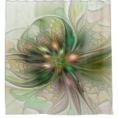 カラフルファンタジーモダン抽象芸術フラクタル花 シャワーカーテン (正面)