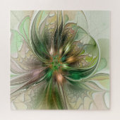 カラフルファンタジーモダン抽象芸術フラクタル花 ジグソーパズル (横)