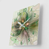 カラフルファンタジーモダン抽象芸術フラクタル花 スクエア壁時計 (傾斜)