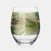 カラフルファンタジーモダン抽象芸術フラクタル花 ステムなしワイングラス (左)