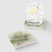 カラフルファンタジーモダン抽象芸術フラクタル花 ストーンコースター (横)