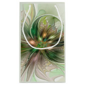 カラフルファンタジーモダン抽象芸術フラクタル花 スモールペーパーバッグ (裏面)