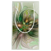 カラフルファンタジーモダン抽象芸術フラクタル花 スモールペーパーバッグ (正面)