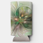 カラフルファンタジーモダン抽象芸術フラクタル花 スリム缶クーラー (裏面)