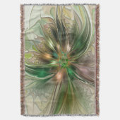 カラフルファンタジーモダン抽象芸術フラクタル花 スローブランケット (正面縦)