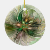 カラフルファンタジーモダン抽象芸術フラクタル花 セラミックオーナメント (裏面)