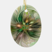 カラフルファンタジーモダン抽象芸術フラクタル花 セラミックオーナメント (裏面)