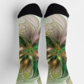 カラフルファンタジーモダン抽象芸術フラクタル花 ソックス (上部)