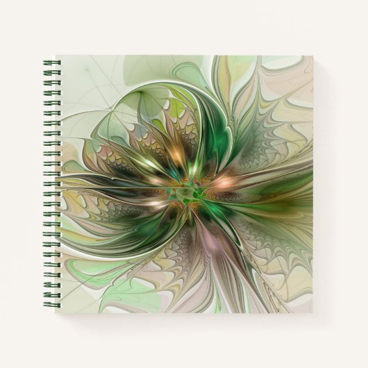 カラフルファンタジーモダン抽象芸術フラクタル花 ノートブック (正面)