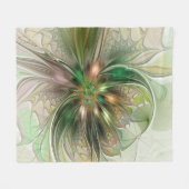 カラフルファンタジーモダン抽象芸術フラクタル花 フリースブランケット (正面(横))