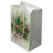 カラフルファンタジーモダン抽象芸術フラクタル花 ミディアムペーパーバッグ (正面アングル)