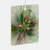 カラフルファンタジーモダン抽象芸術フラクタル花 メタルオーナメント (正面右)