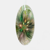 カラフルファンタジーモダン抽象芸術フラクタル花 メタルオーナメント (正面左)