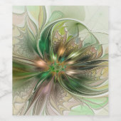 カラフルファンタジーモダン抽象芸術フラクタル花 ワインラベル (シングルラベル)