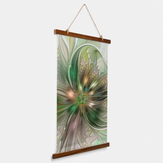 カラフルファンタジーモダン抽象芸術フラクタル花 吊り下げ型タペストリー (傾斜あり)