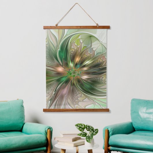カラフルファンタジーモダン抽象芸術フラクタル花 吊り下げ型タペストリー (リビング)