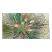 カラフルファンタジーモダン抽象芸術フラクタル花 枕カバー (裏面)