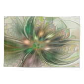 カラフルファンタジーモダン抽象芸術フラクタル花 枕カバー (裏面)